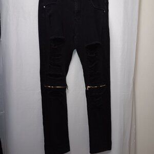 KDNK ZIPPER KNEE DISTRESSED SKINNY JEANS